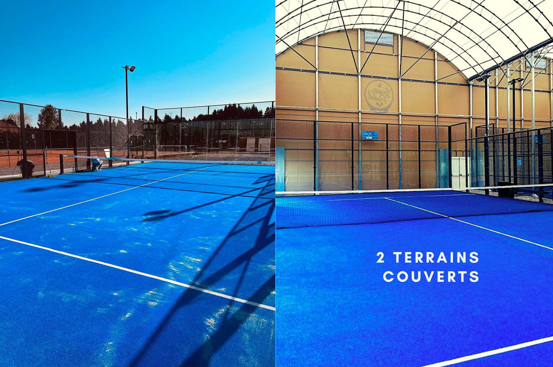 10 terrains de tennis extérieurs, 3 intérieurs, 3 pales